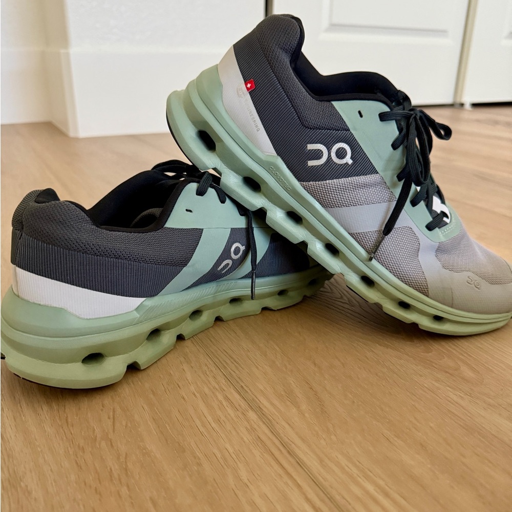On Running Charcoal and Mint Athletic Shoes